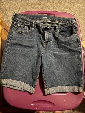 adidas Dark Blue Denim Bermuda Shorts for Women